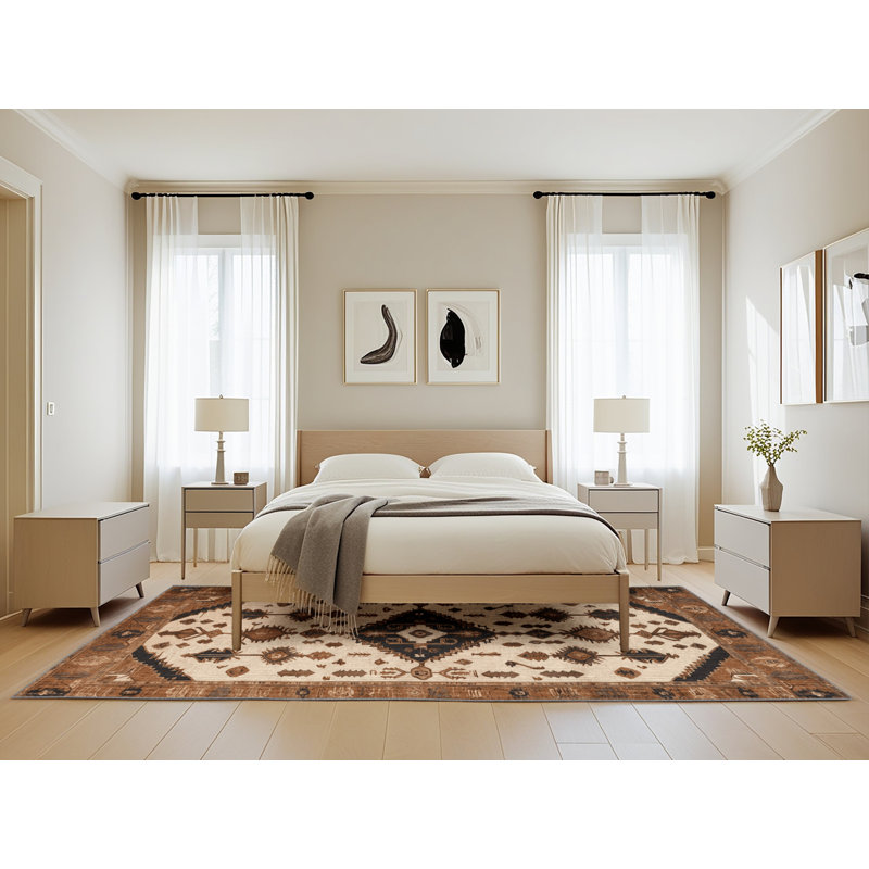 Tapis brun lavable à la machine, Rectangle de 5 pi x 8 pi