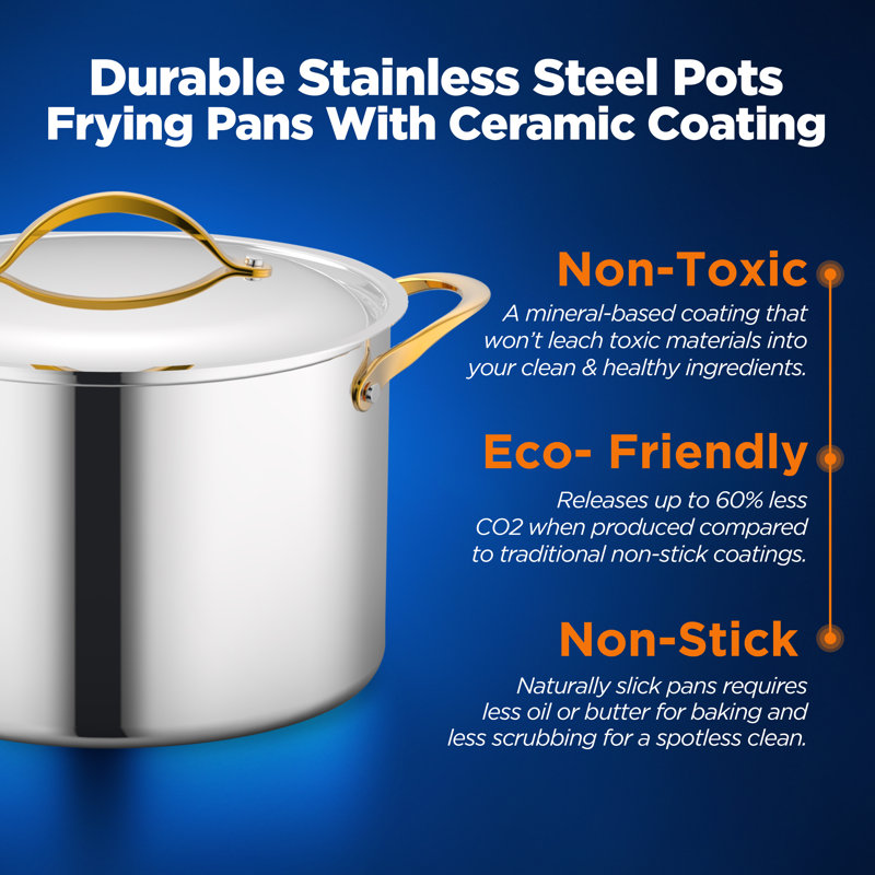 16-Piece Silver and Gold Non-Stick Aluminum Cookware Set