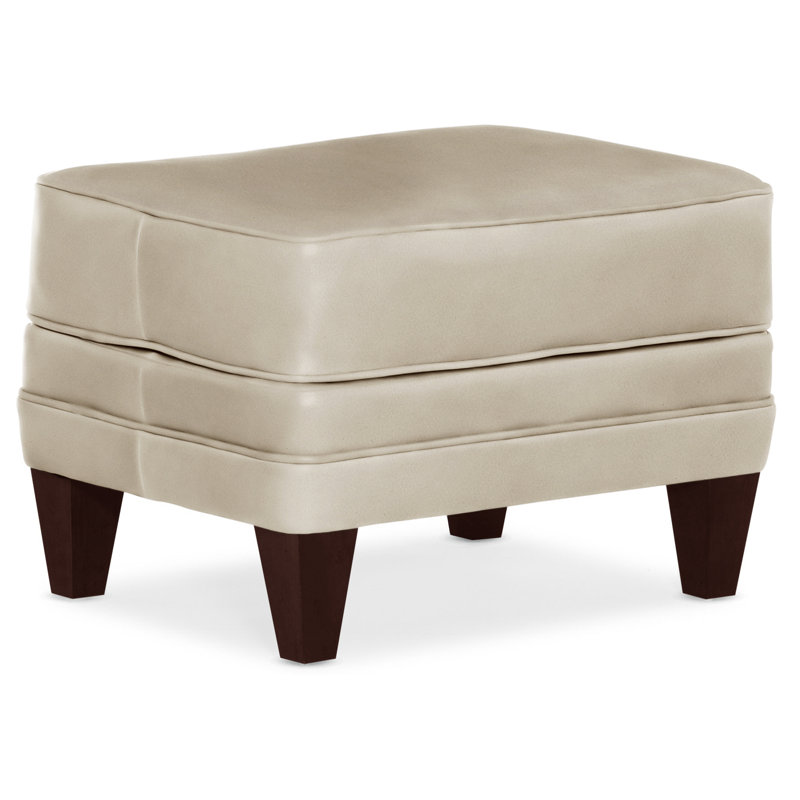 Willow Upholstered Ottoman, Mahogany, Anilina Hunter Genuine Leather