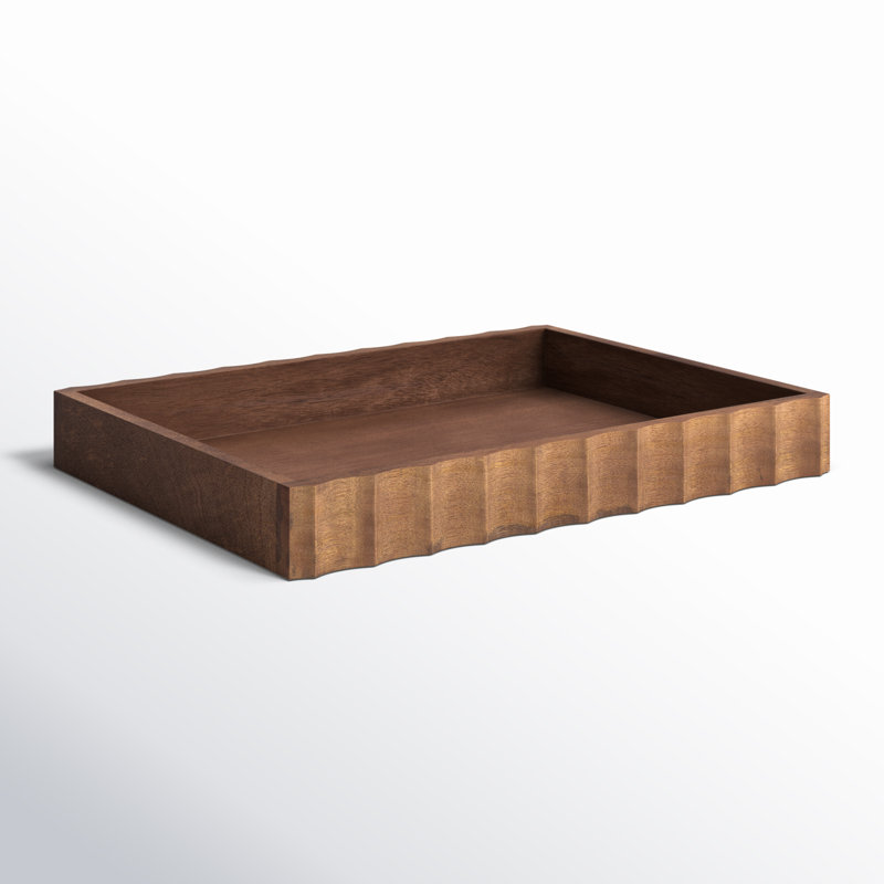 Cardella Fluted Rectangle Serving Tray, Walnut