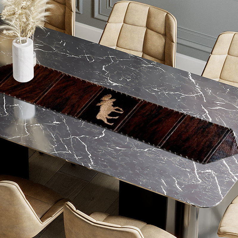 Light Moose Cowhide Table Runner, 96" L x 12" D