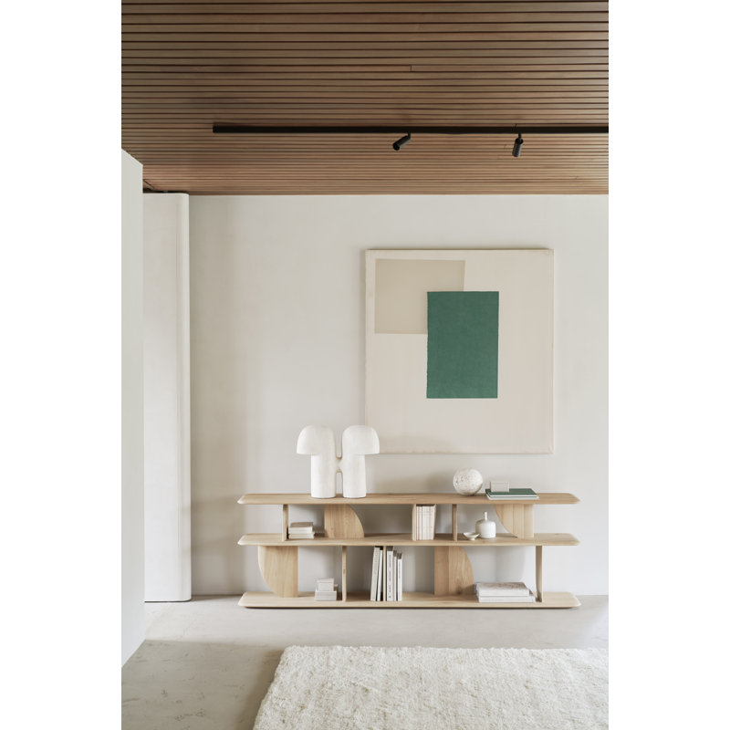 Geometric 82.5'' W Solid Wood Console Table, Oak