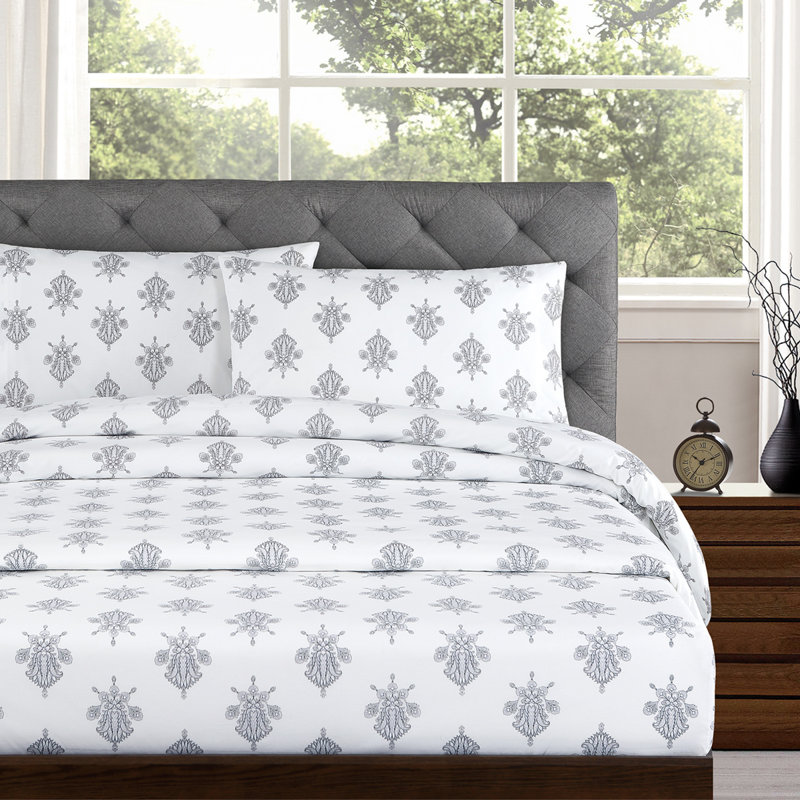 Arwen Percale Floral Sheet Set, Queen Sheet Set with 2 Pillowcases