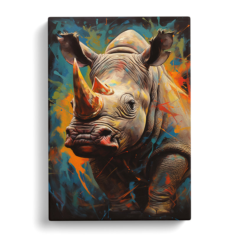 Rhino Hard Edge - Wrapped Canvas, 76cm H x 50cm W x 3cm D