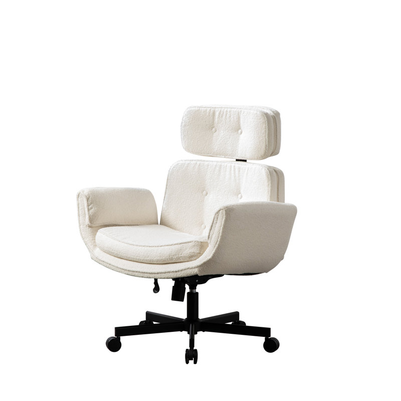 Criss Cross Chair With Armrests Sherpa Vanity Chair Swivel Computer Office Desk Chairs For Home, Make Up, Bed Room
