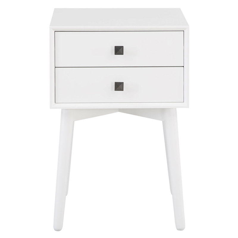 Table de bout à 2 tiroirs avec rangement , Blanc