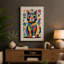 Geometric Feline Folk Retro 1 Piece Wrapped Canvas Wall Art-1444516411-1444516550