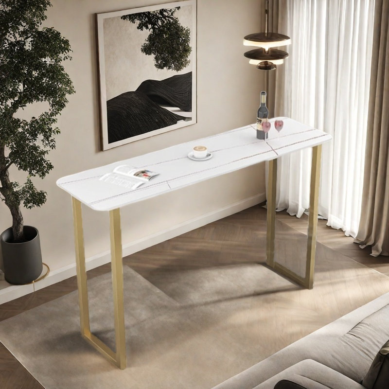 Tables de bar Light Luxury, H 41,3 po x L 86,6 po x l 23,6 po, Doré