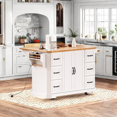 Kitchen Island with Rubber Wood Drop Leaf by Lark Manor