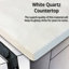 Meuble-lavabo de comptoir blanc en quartz 30 po X P 22 po - Bois massif, fermeture en douceur, résistance aux égratignures et aux taches, armoire intérieure et tiroir de rangement, installation d'un seul robinet possible avec le dessus-1335587181