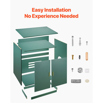Cat Litter Box Enclosure, 31.5 in Hidden Litter Box Cabinet, Wooden Indoor Cat Washroom with Ventilated Holes, Double-Door Kitty Pet House Furniture, End Side Table Fit Most Litterboxes