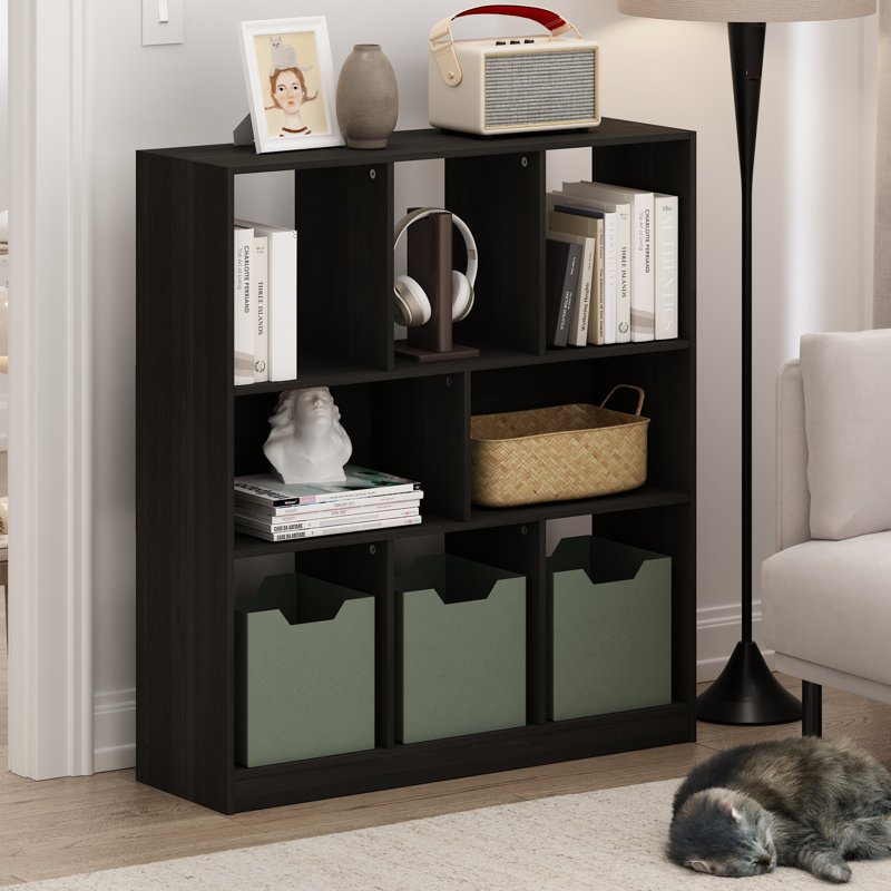 Bibliothèque, étagère et rangement à 3 niveaux Natisha, H 39,37 po x l 35,43 po x P 10,94 po, Espresso