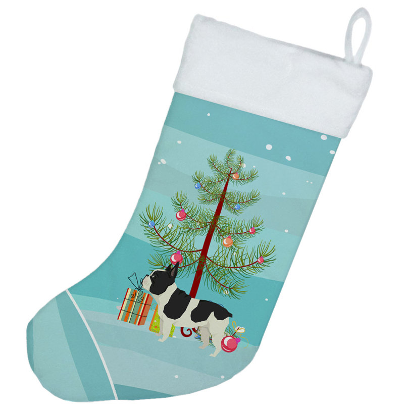 Merry Christmas Tree Stocking, Grey French Bulldog