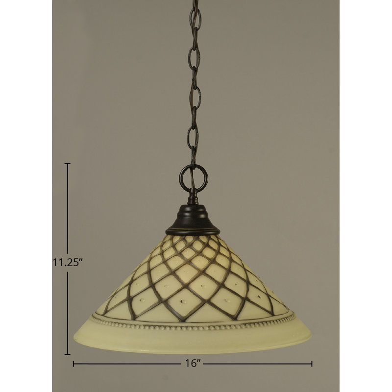 Chain Hung Pendant Shown With 16" Chocolate Icing Glass, Chrome