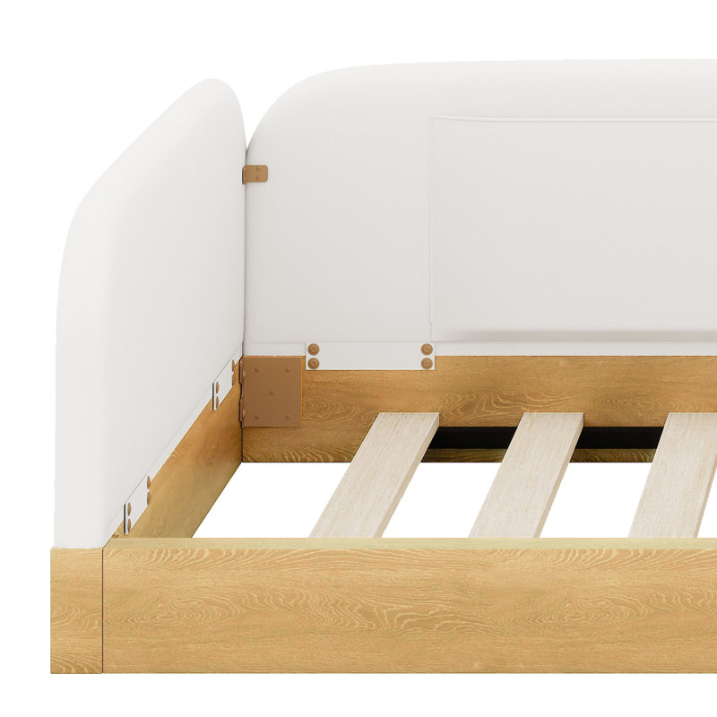 Platform Bed With Upholstered Design, Guardrail