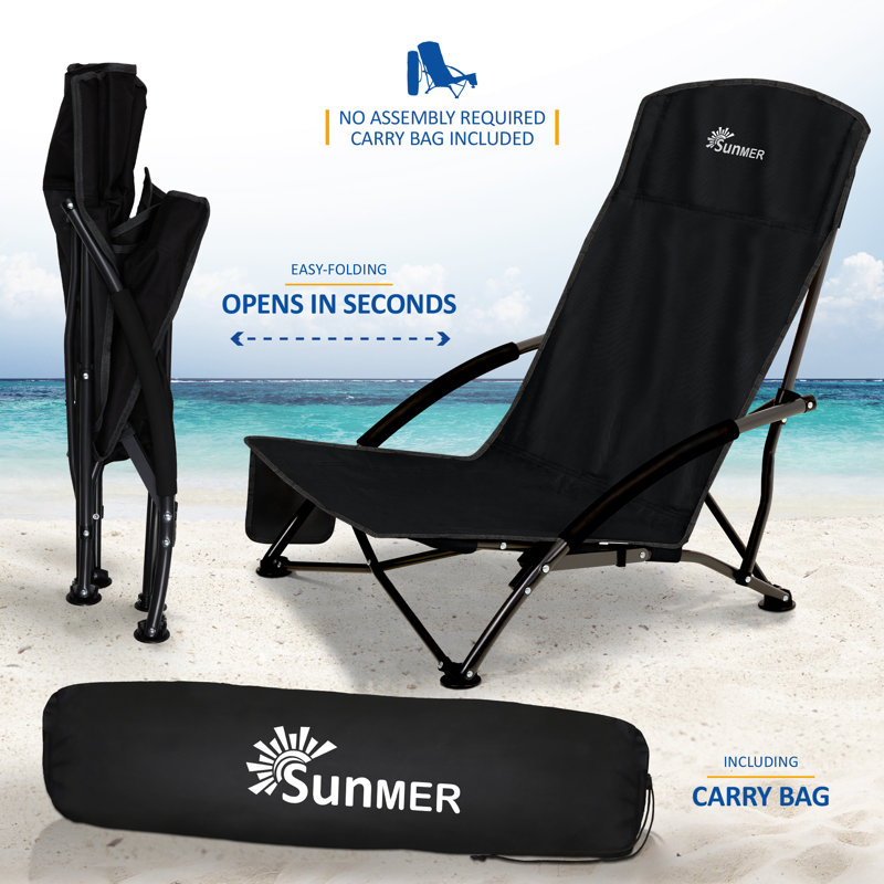 Annabal Folding Beach Chairs, Black