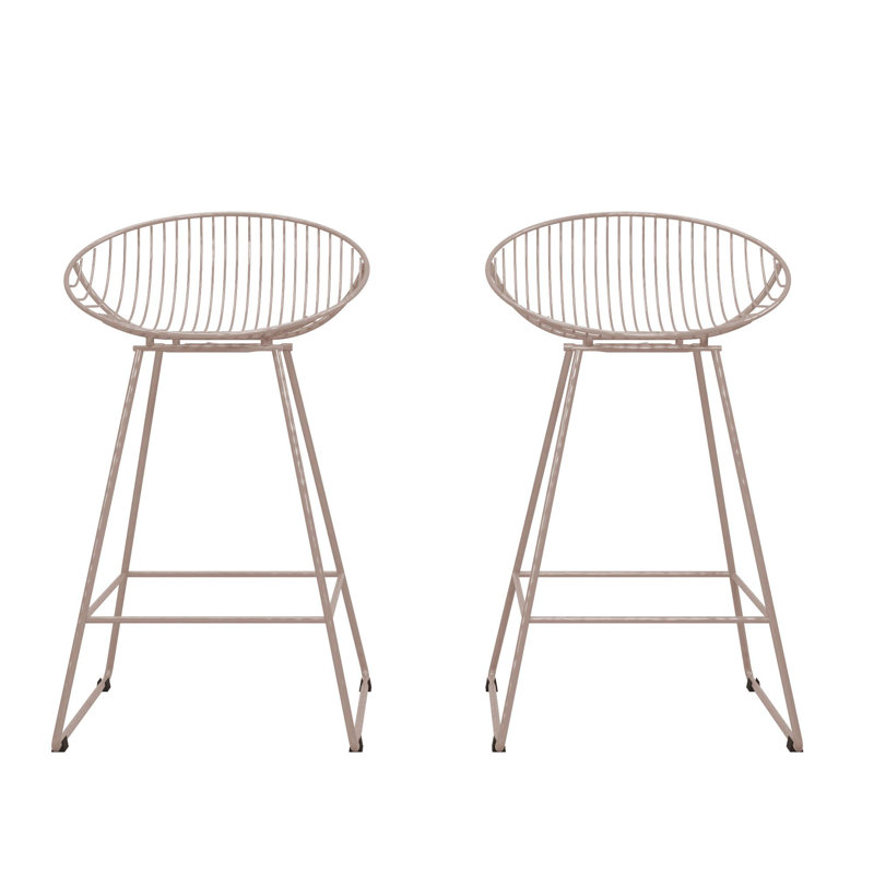 Counter Stool with Metal Frame, Blush Pink