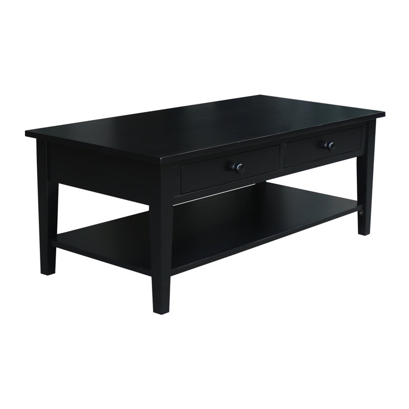 Table basse 4 pieds en bois massif avec rangement Tiller, null
