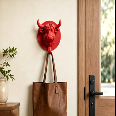 Sac à dos à tête de taureau crochet mural décoratif en plastique patère organisateur mural pour sacs serviettes clés clés Home Decor