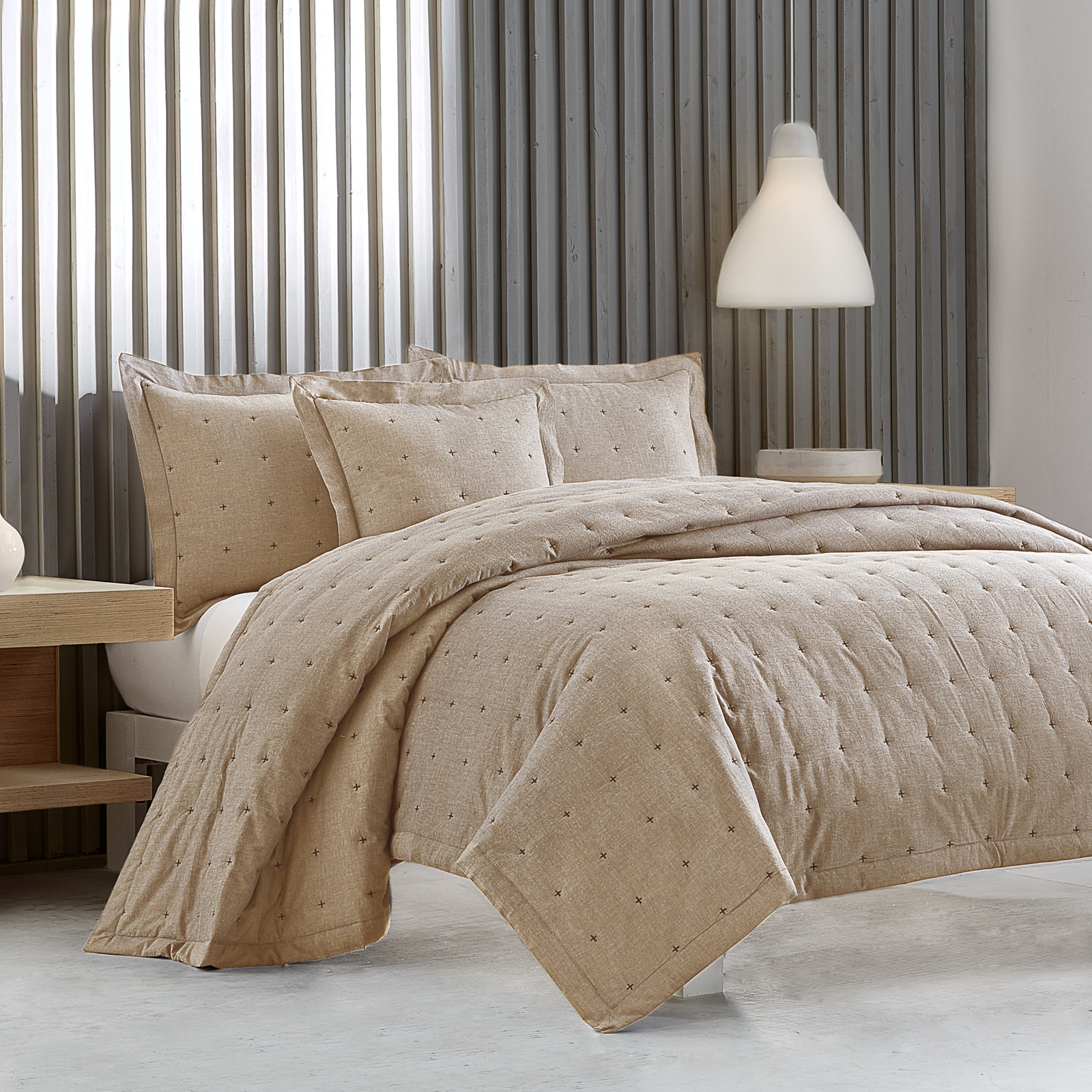Ethan Cotton Quilt Set, King Quilt + 2 Shams