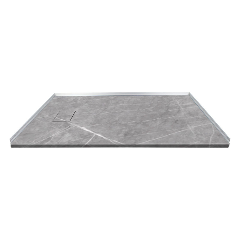 Transolid Trimslate Plus 60-in x 36-in Zero Threshold Tub Replacement Shower Base with End Drain, Ashy Gray