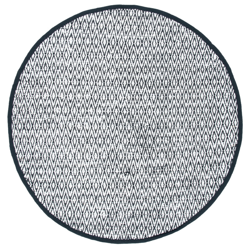 Tapis géométrique tissé à la main Montauk, Rond 6 pi