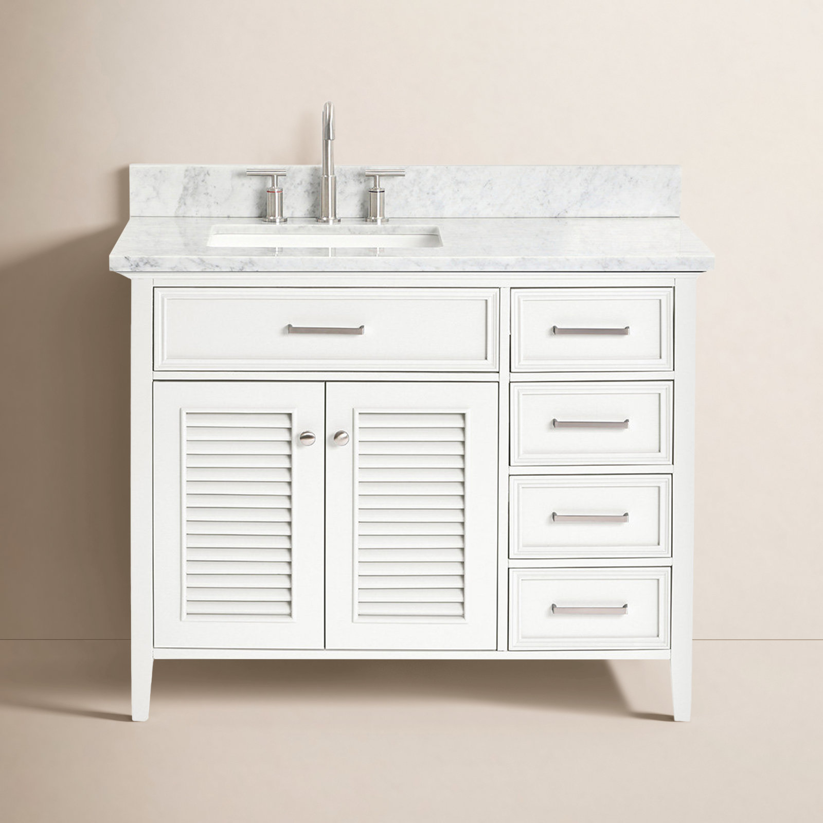 43'' Single Bathroom Vanity, White, Left