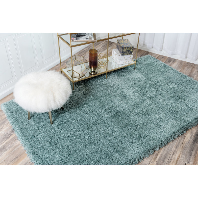 Tapis à poils longs bleu, Rectangle 9 pi x 12 pi