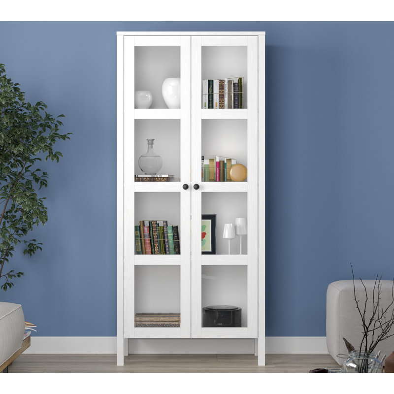 Modern Scandinavian Bookshelf, 5-Tier | 100% Melamine Coated Particle Board, 31.5 x 70.9 x 13.8 inches | MDF Profile Legs, Metal Handles | Wall-Mountable, Stylish White & Wood Finish, Perfect for Home & Office