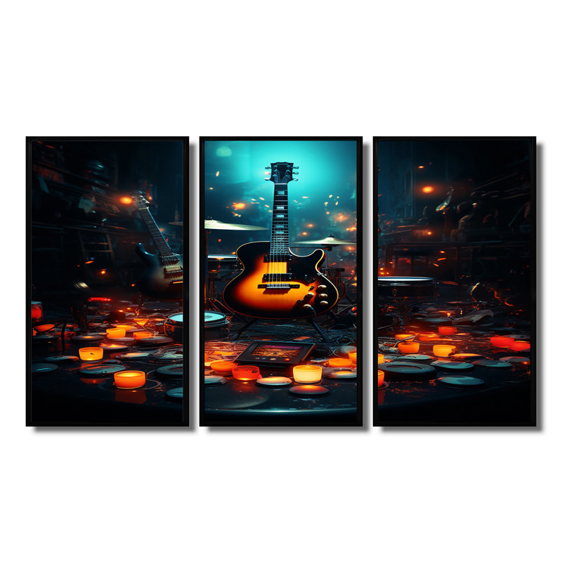 Casanova - Ensemble d'art mural musical, Cadre flottant noir, H 32 po x l 48 po x P 1 po