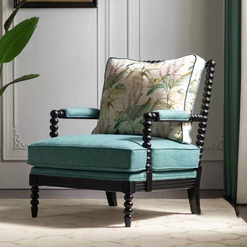 Fauteuil de 27,55 po de large avec accoudoirs Sulemaan, Mélange de polyester cyan