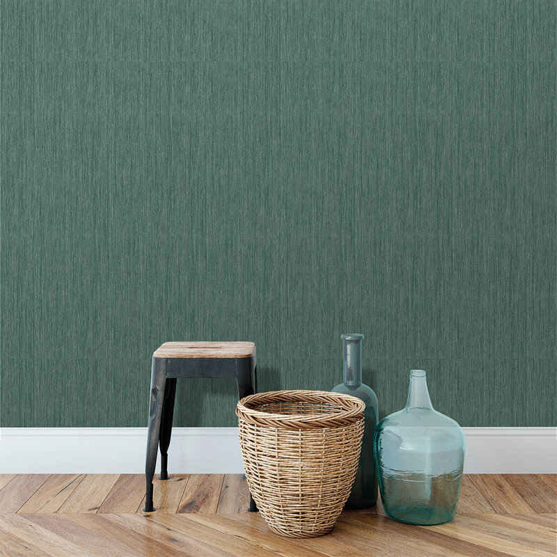 Papier peint émeraude Rafia, Vert