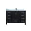 Meuble-lavabo 48 po avec lavabo et trou de robinet, meuble-lavabo avec 2 portes et 9 tiroirs en noir
