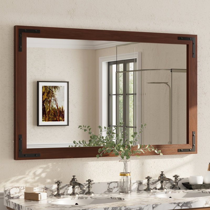 Miroir mural Amara Rustic Farmhouse, Brun, 48 po x 30 po