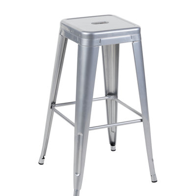 Tabourets de bar en métal sans dossier (lot de 2), hauteur comptoir 76 cm, démontables, montage facile, peu encombrants, en métal imperméable, idéaux pour les petits espaces commerciaux et les coins repas.