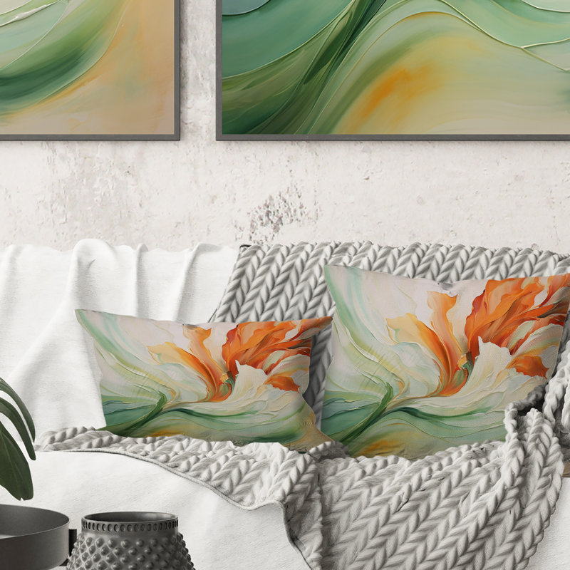 Coussin Green Flowing Petals - Abstract Botanicals