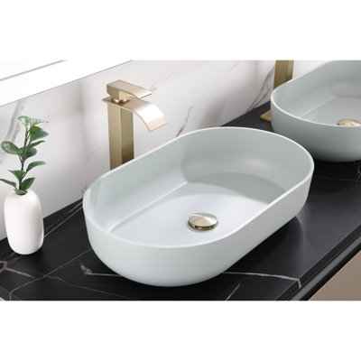 24"X14" Oval Bathroom Sink For Above Counter - Blue Abs, Hygienic, , To Scratching, Fading, Impact, Rapid Water Drainage Function Flow Out