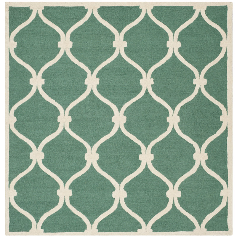 Cannen Hand Tufted Wool Geometric Rug, Square 6'