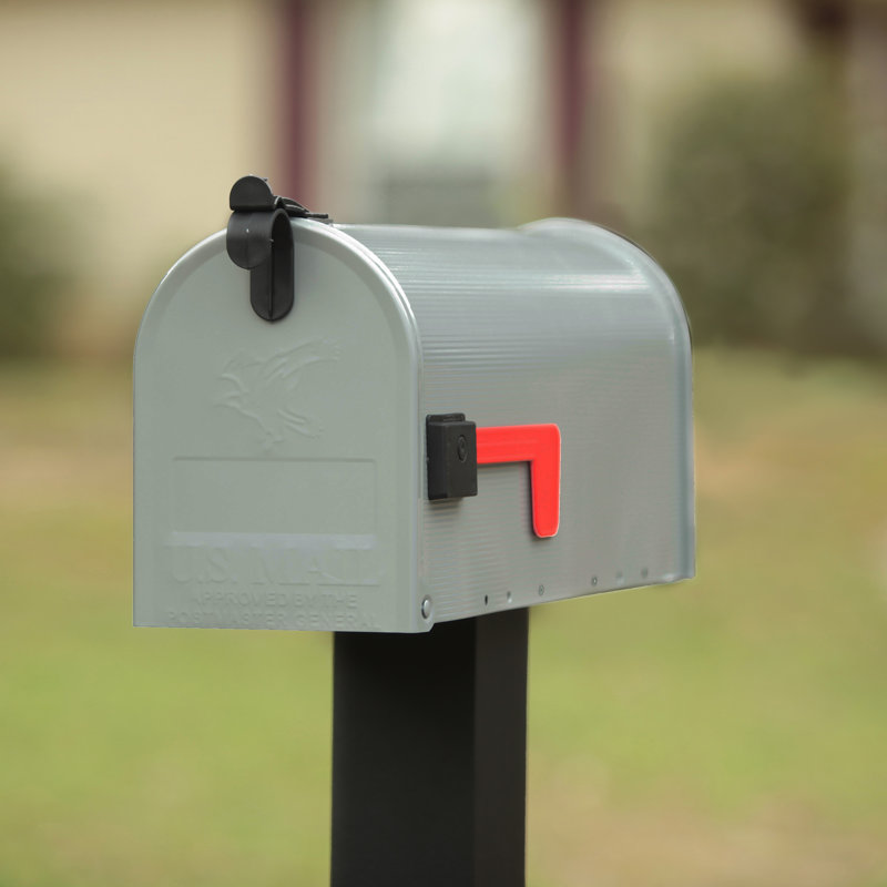 Grayson Medium Gray Steel Post Mount Mailbox