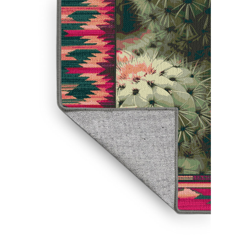 Tapis lavable en forme de figue de barbarie Southwestern, Rond 3 pi