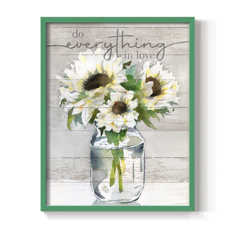 «Do Everything In Love», reproduction encadrée - bois massif, H 11 po x l 9 po, Vert