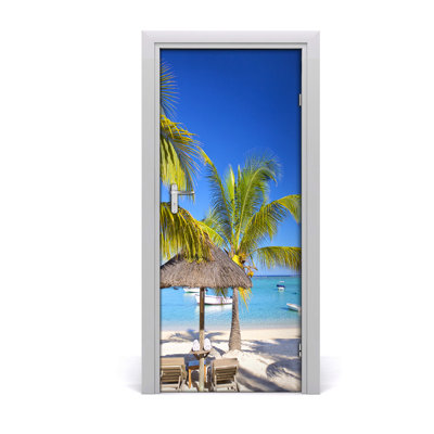 Tropical Beach Door Decal
