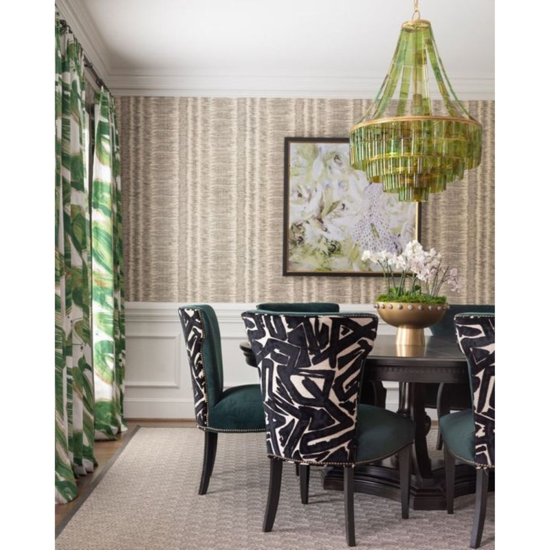 Lustre vert Alan Mizrahi Vintner, Chrome laqué, Bleu, 55" Diameter x 70" Height