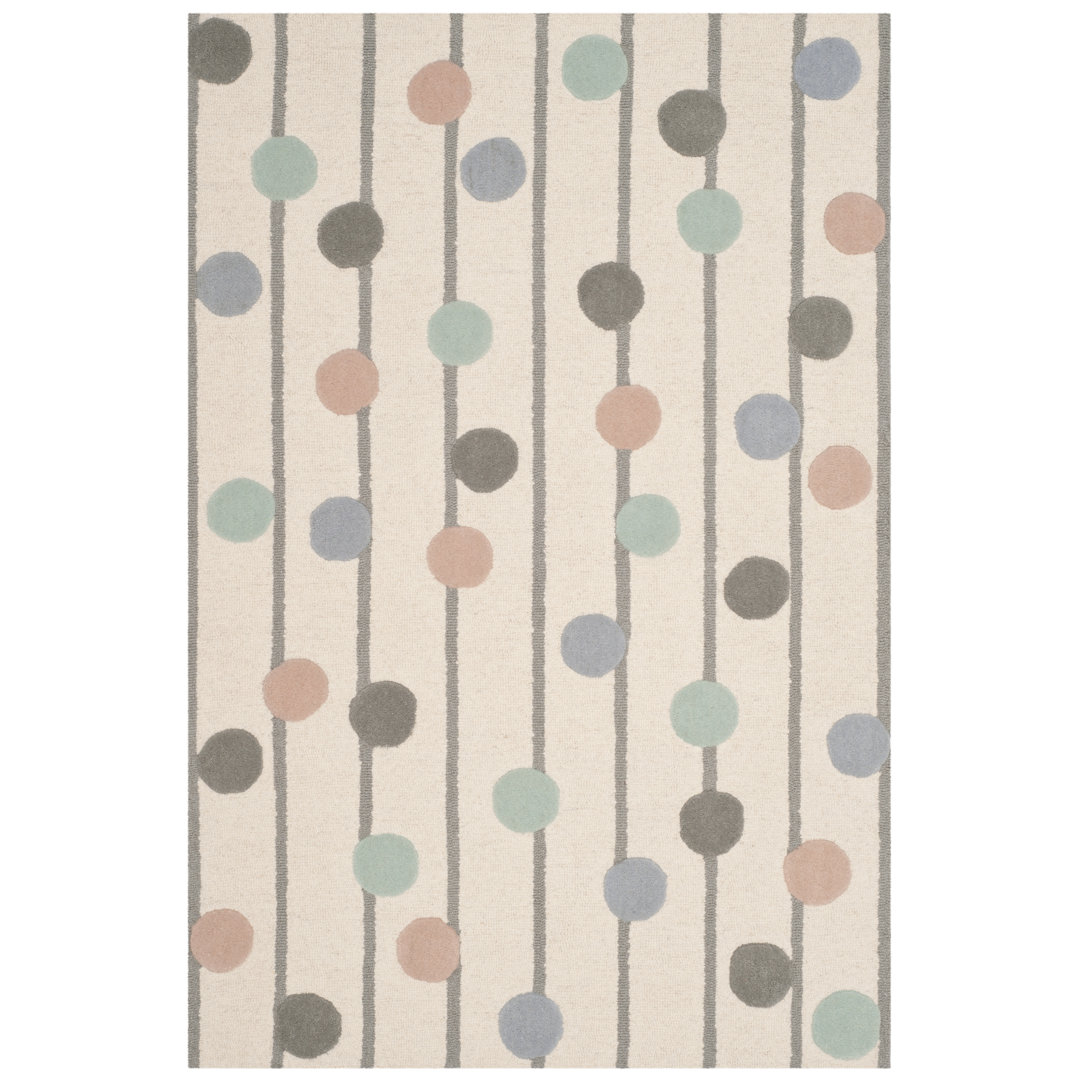 Kids Hand Tufted Area Rug In Ivory / Multi