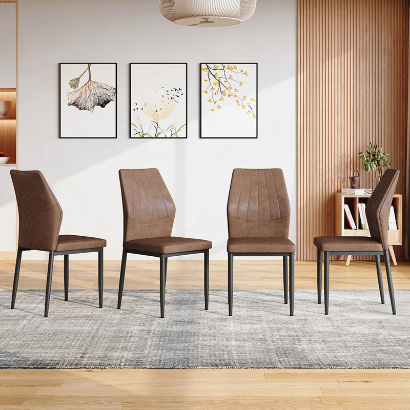  Chaises de salle à manger Shell, 4, Brun