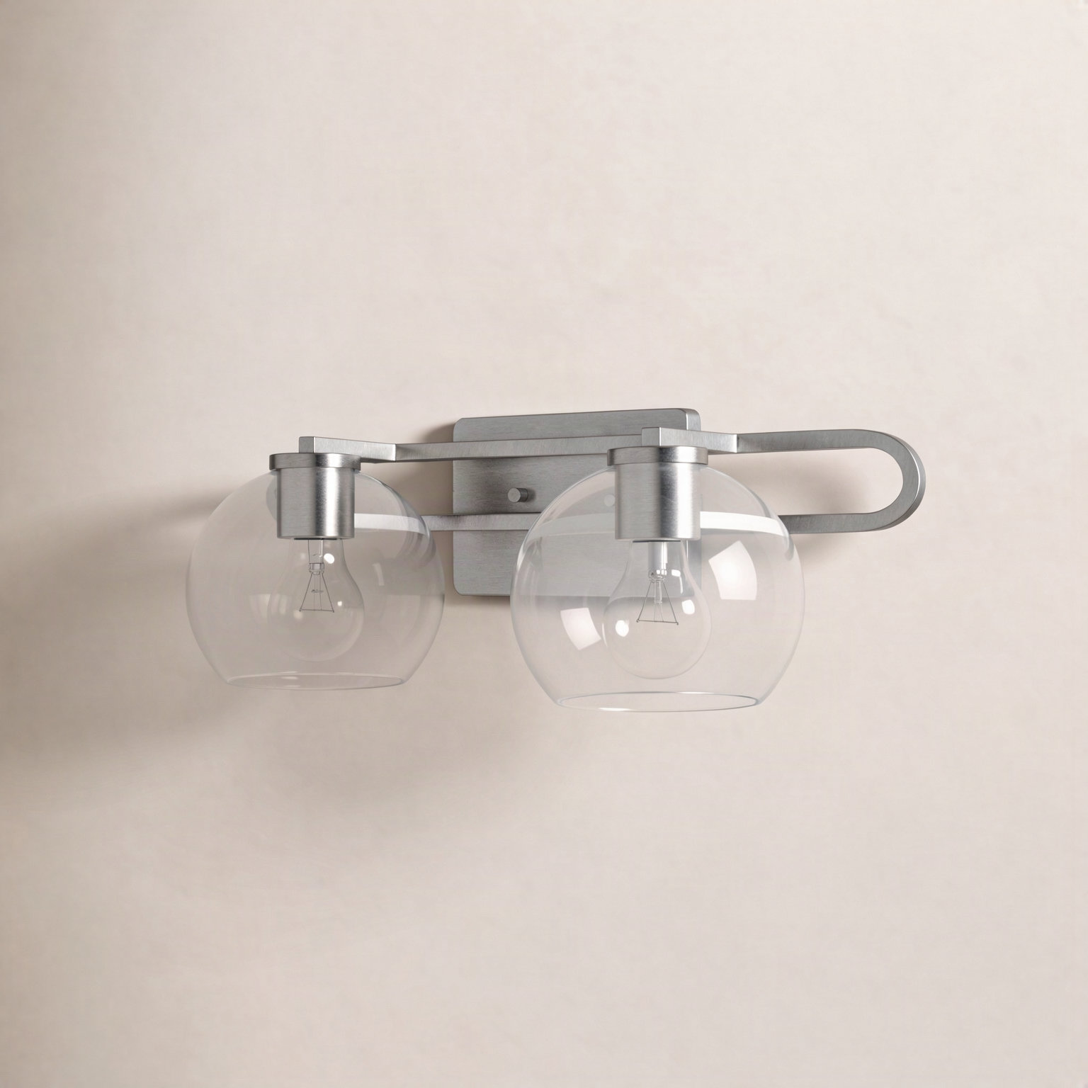 Eveline Dimmable Vanity Light, Brushed Nickel, 7.63"H x 19.75"W x 8.38"D, 2
