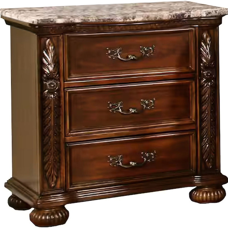 Table de chevet 3 tiroirs pour chambre à coucher Traditional