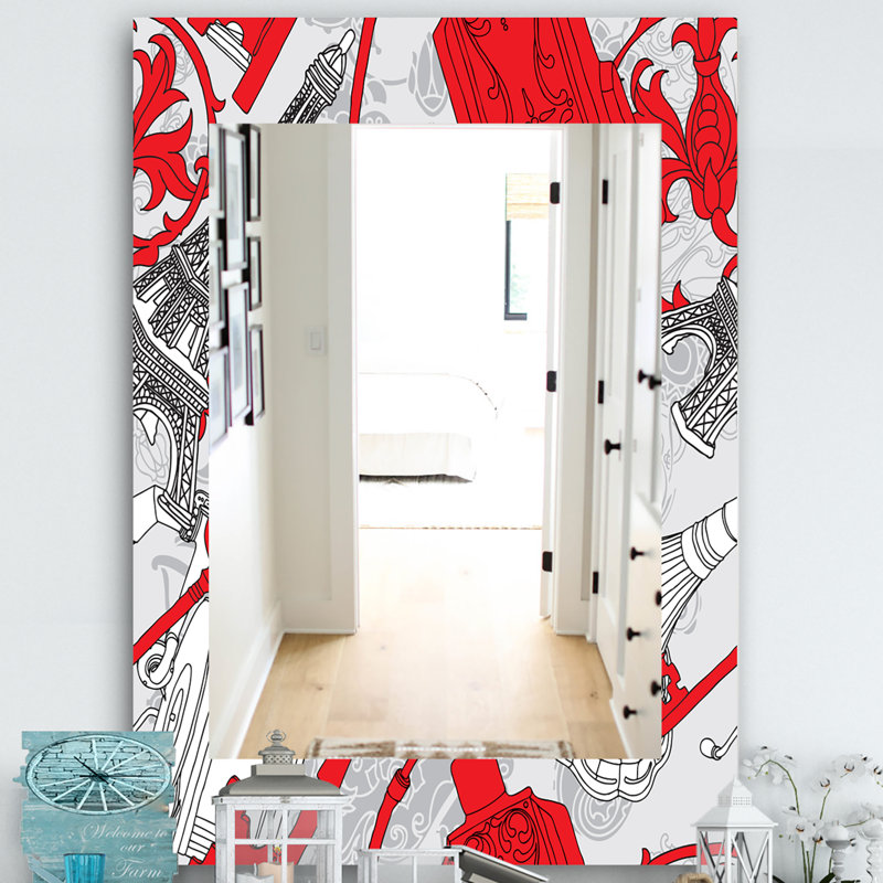 Dessin de paris avec miroir traditionnel keys, H 39,4 po x l 29,5 po