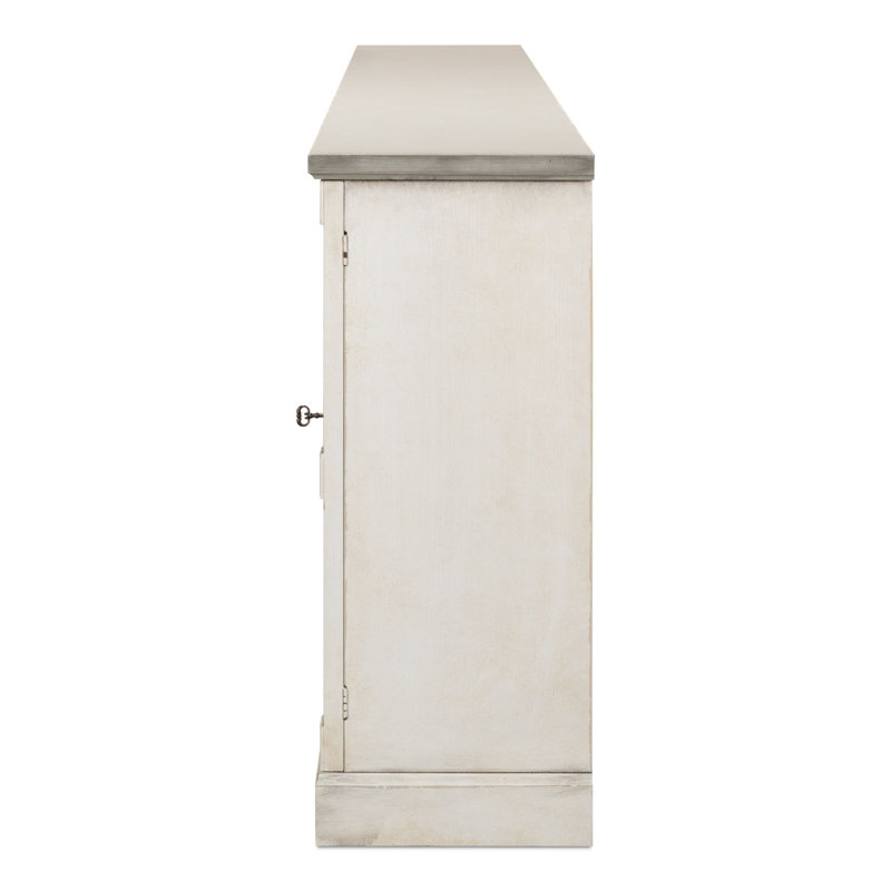 Boxholm 112'' W Solid Wood Sideboard, Stucco White/Gray Quartz