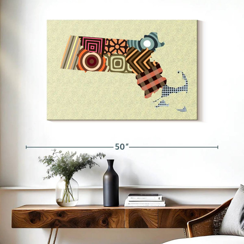 Massachusetts State Map, 26" H x 39" W